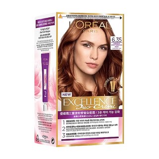 L'OREAL PARiS 巴黎萊雅 優媚霜三重護髮雙管染髮霜,輕鬆補染局部蓋白 省用量 升級養護配方, 6.35 琥珀棕, 1組