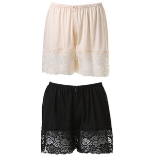 Carrie Lucy 人造絲拉歇爾蕾絲安全褲 2件組