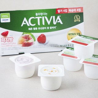 풀무원다논 엑티비아 딸기 80g x 4개 + 복숭아 80g x 4개, 8개입, 1세트