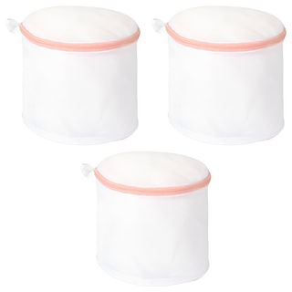 AXIS 艾克思 粉橘網蓋防滑拉鍊細密網內衣清洗袋 貼身衣物專用 直徑約18x高15公分, 1組