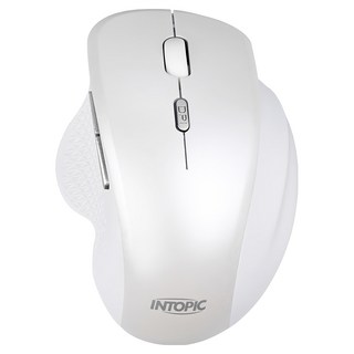 INTOPIC 廣鼎 2.4GHz飛碟無線靜音滑鼠, 800/1200/1600 三段DPI, 人體工學設計, MSW-Q770, 白色