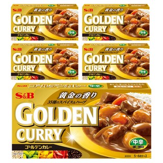 S&B 愛思必 金牌咖哩 中辛, 日本原裝進口, 198g, 5盒