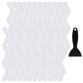 EZlife 廚衛地板浴缸防水止滑無痕貼片24片組(附刮鏟)-S形 透明,浴室止滑,地板防滑, 透明色, 1組