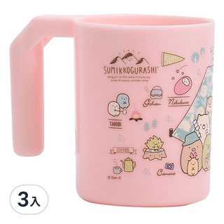 Sumikkogurashi 角落生物 PP牙刷杯-露營粉 3入 台灣製造