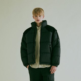 WHO.A.U 中性款燈芯絨拼接長袖可拆兩穿鋪棉外套