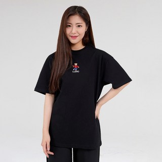 L.LAMO Baby Bear基本款寬鬆短袖T恤, 黑色