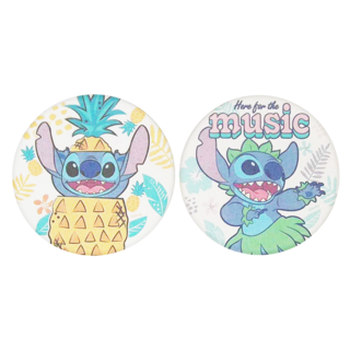 收納王妃 史迪奇珪藻土圓形杯墊2件組, 鳳梨款 + 草裙舞款, 2個