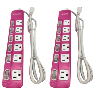 Tyson 太順電業 QPOWER 太超值 3孔6開6插延長線 4尺 TS-366B, 1.2m, 洋紅色, 2個