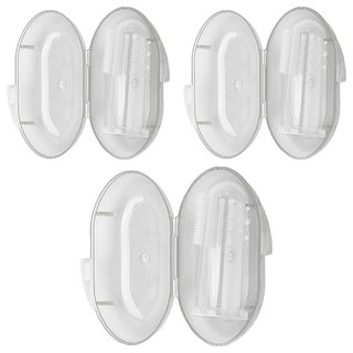 Bebelock 指套刷牙組 矽膠材質 附收納盒 方便攜帶, 透明, 3入, 1組