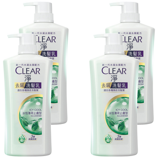 CLEAR 淨 去屑洗髮乳 冰恬薄荷止癢型, 750g, 4瓶
