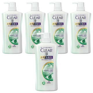 CLEAR 淨 去屑洗髮乳 冰恬薄荷止癢型, 750g, 5瓶
