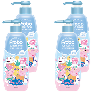 Probo 博寶兒 佩佩豬 柔護泡泡露, 三合一功效, 草本複合植萃, 柔膚胺基酸, 植萃低敏, 500ml, 4瓶
