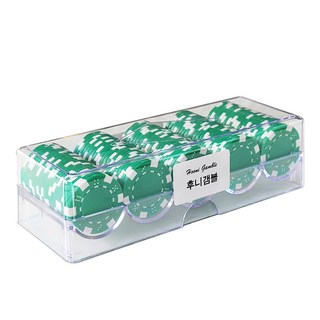 Hoonie Gamble 鮮明新料彩色撲克籌碼 100p + 壓克力盒套組, 綠色