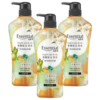 Essential 逸萱秀 香氛精油修護洗髮精 英國梨&百合 0矽靈添加 摩洛哥堅果油修護配方, 700ml, 3瓶
