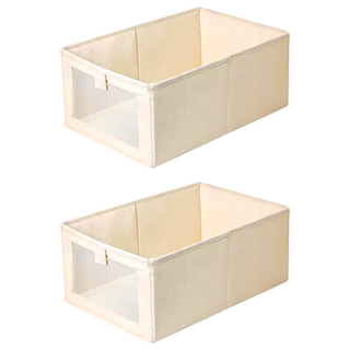 小麥購物 棉麻收納盒 C387 235g, 米色, 2個