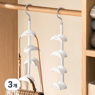 Market Plan 360度旋轉4層收納包包掛架, 3個, 白色
