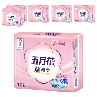 五月花 蓬厚柔頂級抽取衛生紙 100張, 12包, 6袋