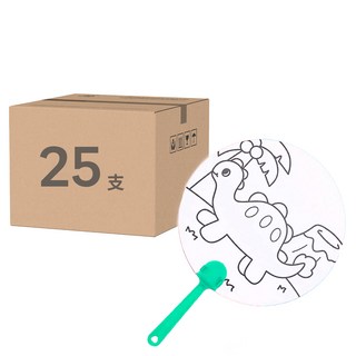 DIY 塗鴉扇子 塑料 + 紙質, 恐龍 白色, 25支