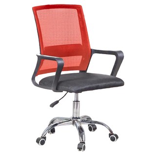 舒適辦公椅帶輪 - 高密度泡棉 荷葉透氣網布, 87~97 x 58 x 42cm, 紅色, 1個