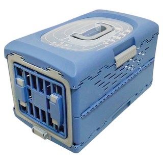 Nice u 毛樂趣 可收納式寵物外出籠 貓狗適用 M款, 藍色, 1個