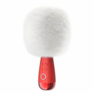 CALF 唱吧 小巨蛋麥克風 行動KTV 升級版 附防風罩 201 x 107mm 405g, G2, 白色 + 紅色