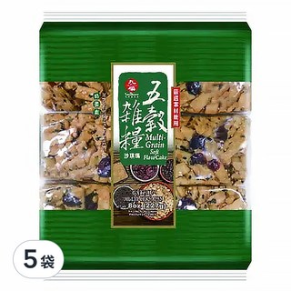 九福 五穀雜糧沙琪瑪, 添加葡萄乾燕麥片, 口感酥脆, 獨立包裝, 227g, 5袋