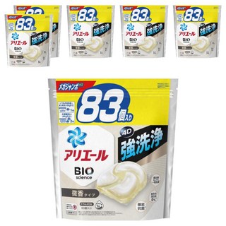 ARIEL 日本原裝進口 BIO 強效洗淨除臭立體洗衣球 超特大補充包 微香 白色, 83顆, 6袋