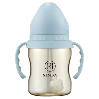 Simba 小獅王辛巴 蘊蜜鉑金PPSU寬口吸管把手防脹氣奶瓶 0歲以上, 晨藍, 200ml, 1個