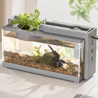 AQUAB 自動清潔過濾魚缸, 灰色, 1個