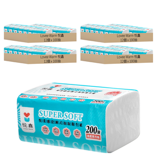Lovee Warm 悅鑫 抽取式衛生紙 2層 100抽, 12個裝, 4個