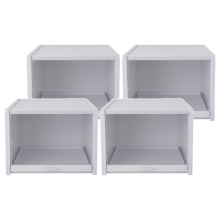 FAmILyLIFE 生活 超耐重自動掀蓋組合式鞋盒, 淺米灰, 4個