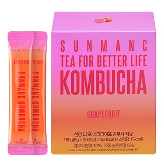 SUNMANC 康普茶沖泡粉隨身包 葡萄柚口味, 5g, 30條, 1盒