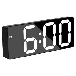ANTIAN 簡約鏡面鬧鐘 LED聲控長方形時鐘 USB充電式數字鐘 大螢幕 靜音, 黑色, 1個