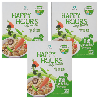 HAPPY HOURS 寶寶麵 青醬貝殼麵，適合10個月以上嬰幼兒, 300g, 3盒