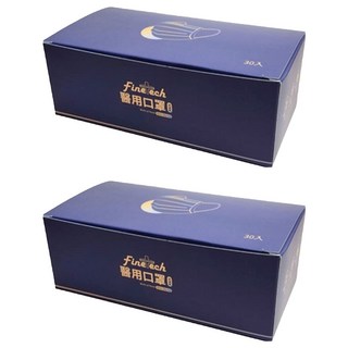 Finetech 釩泰 成人平面醫用口罩 滿版寬耳, 30片, 2盒, 月光紫