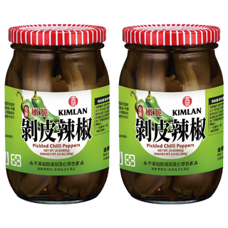 金蘭 剝皮辣椒 特殊溫控脫皮技術 清脆口感 加水升級美味高湯, 450g, 2罐