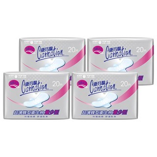Carnation 康乃馨 透氣超薄衛生棉 量少, 18cm, 20片, 4包