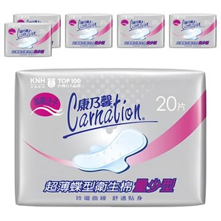 Carnation 康乃馨 透氣超薄衛生棉 量少, 18cm, 20片, 6包