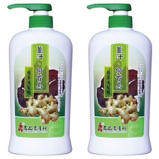 名品農產行 薑汁何首烏洗髮精 PH5.5友善皮膚配方 薄荷涼感 不含矽靈, 830ml, 2瓶