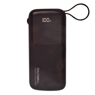 POLYWELL 寶利威爾 自帶雙線快充行動電源20000mAh Type-C Lightning, FP-PD20000, 黑色