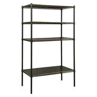 dayneeds 日需百備 輕型電鍍鎖管層架 含木質墊板, 黑色, 4層