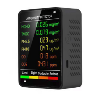 REQIR 空氣檢測儀六合一PM2.5PM10 黑色, 1台