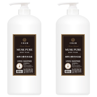 木質莊園 純粹白麝香沐浴露 植物精華 水潤保濕 溫和配方 易於清洗 香氛持久, 1L, 2瓶