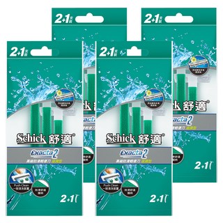 Schick 舒適牌 Exacta 2 高級防滑輕便刀 添加維他命E潤滑條 2刀片, 3支, 4包