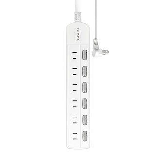 Kinyo 2PIN延長線 6開6插, 3.6m, 白色, 1條