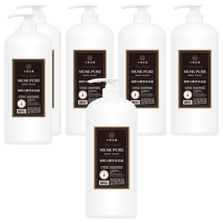 木質莊園 純粹白麝香沐浴露 植物精華 水潤保濕 溫和配方 易於清洗 香氛持久, 1L, 6瓶