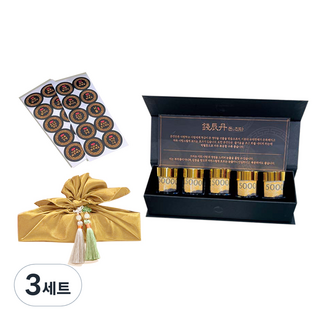 러블리팜 돈진단 한약 용돈박스 5구 + 보자기 + 태슬장식 2p + 설명서 + 원형스티커 풀세트, 황금색(보자기), 랜덤발송(태슬장식), 3세트