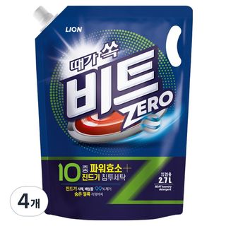 Beat Zero 一般/滾筒兩用洗衣精 補充包, 4個, 2.7L
