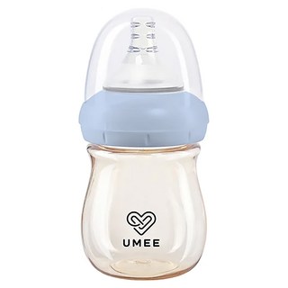 UMEE 寬口徑PPSU奶瓶, 獨特4點通氣系統, 流線型設計, 不含雙酚A, 通過歐美嚴格檢驗, 寶寶藍, 160ml, 1個