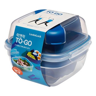 락앤락 투고 2가지를 한 번에 1단 샐러드 용기, 블루, 1개